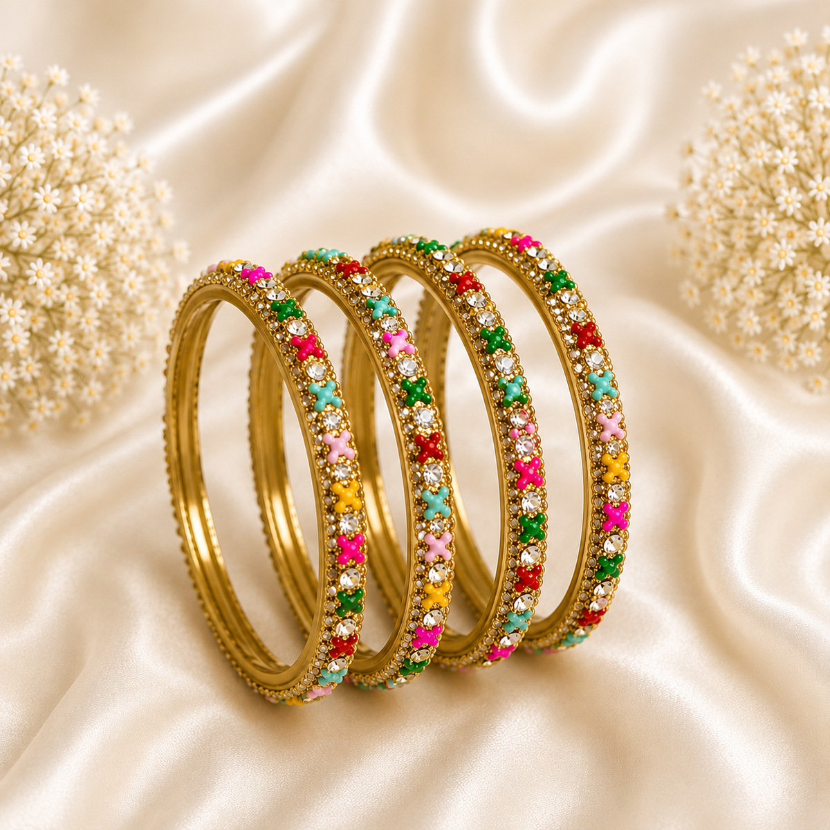 Multi colour Stones Glass Kada