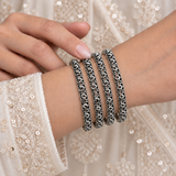 Loop Floral Oxidised Bangles
