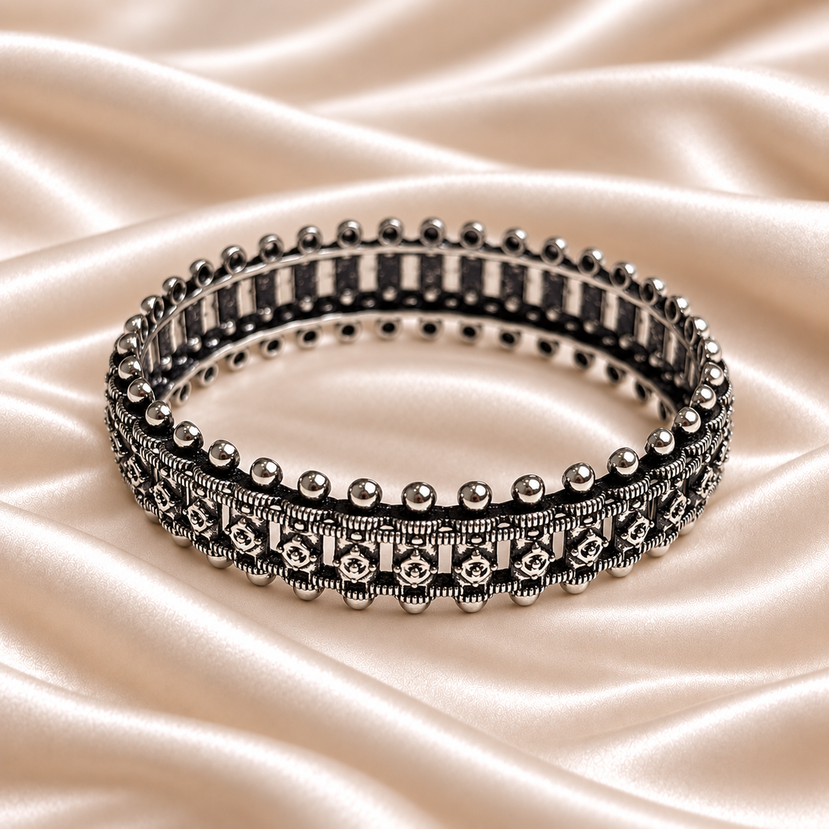 Dot Edge Oxidised Kada