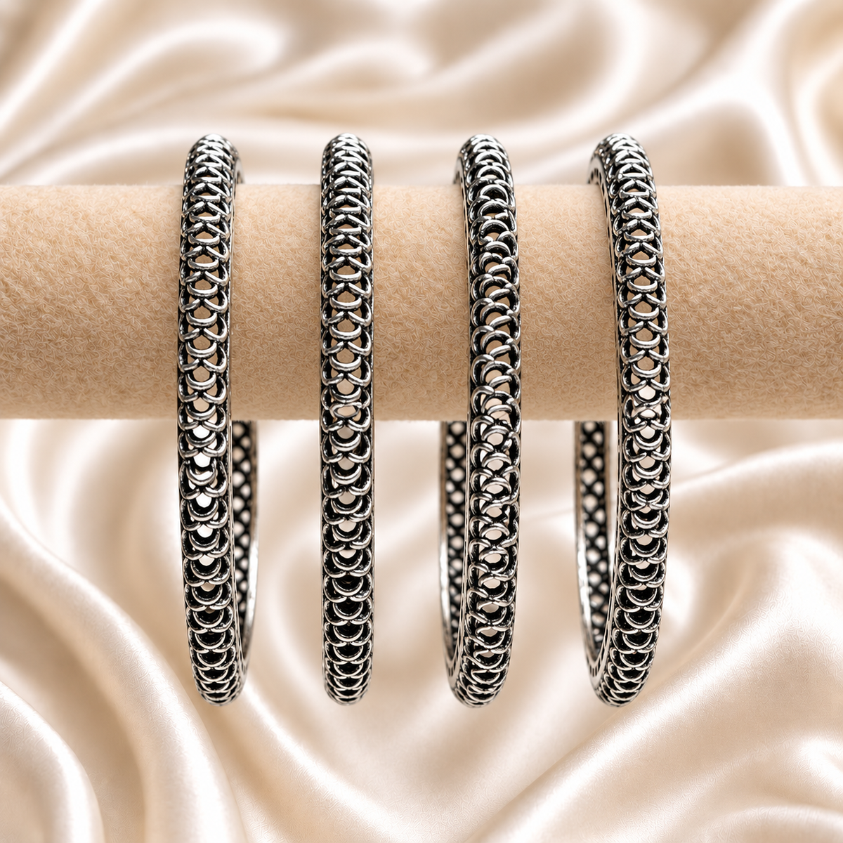 Loop Edge Oxidised Bangles