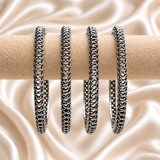 Loop Edge Oxidised Bangles