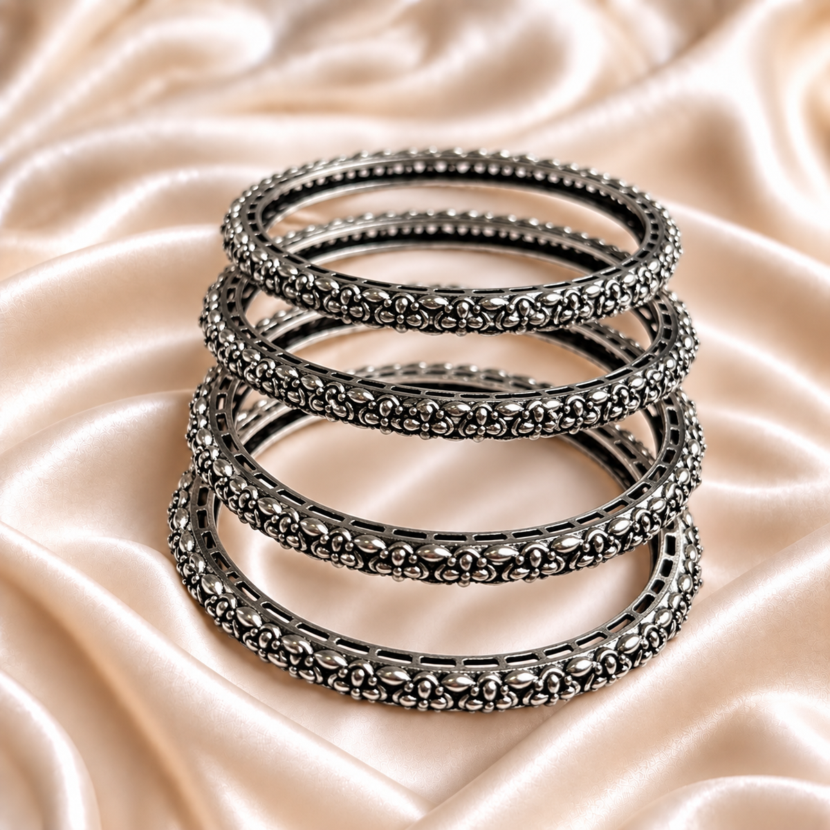 Petal Cluster Oxidised Bangles