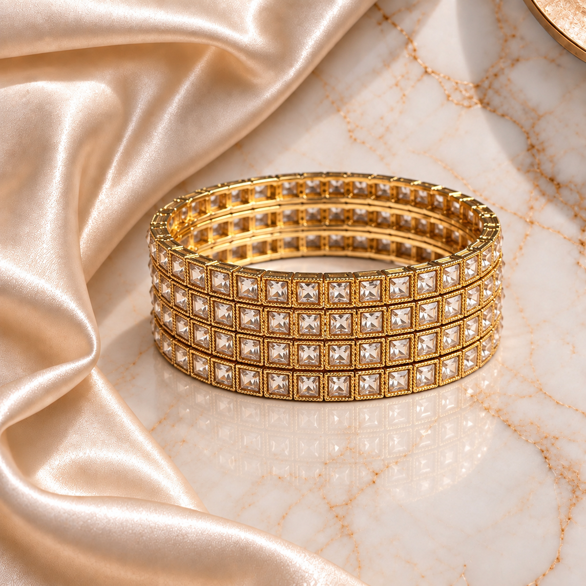 Round & Leaf Reverse AD Stone Kada