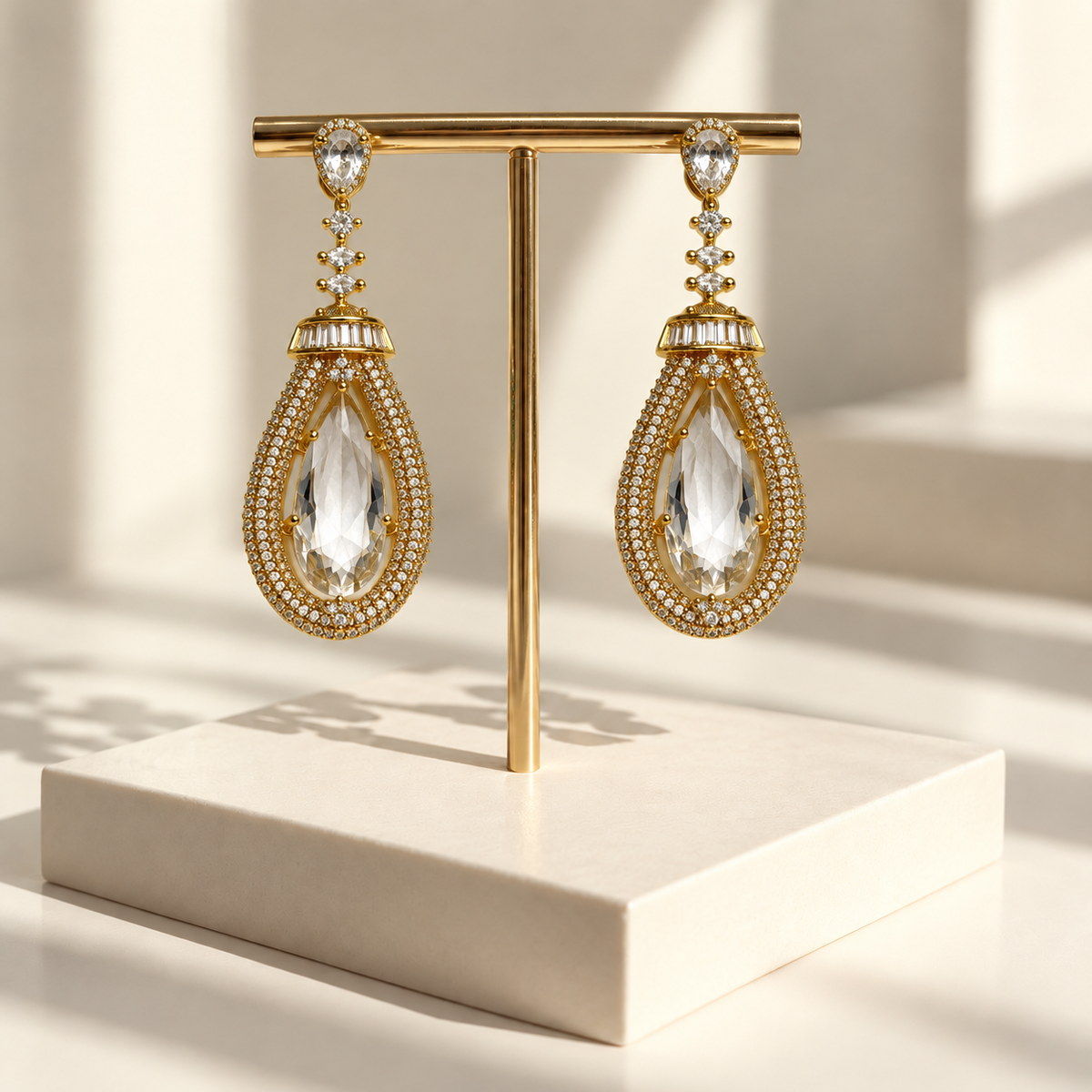 Graceful Teardrop Crystal Earrings