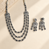 American Diamond Three Layer Necklace Set
