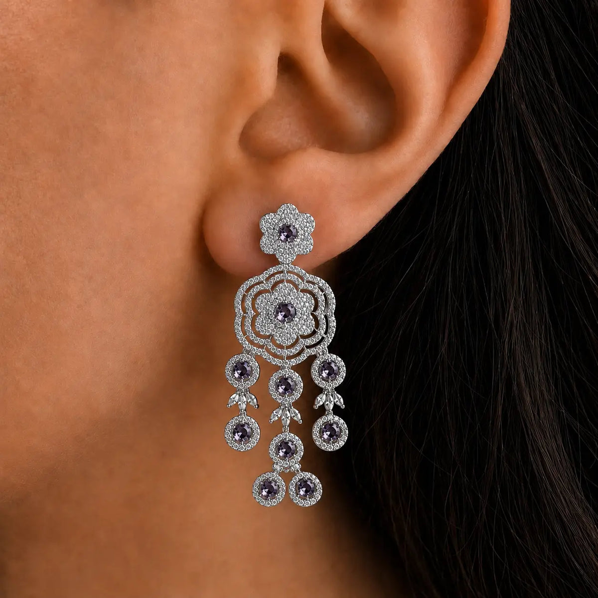 American Diamond Three Layer Necklace Set