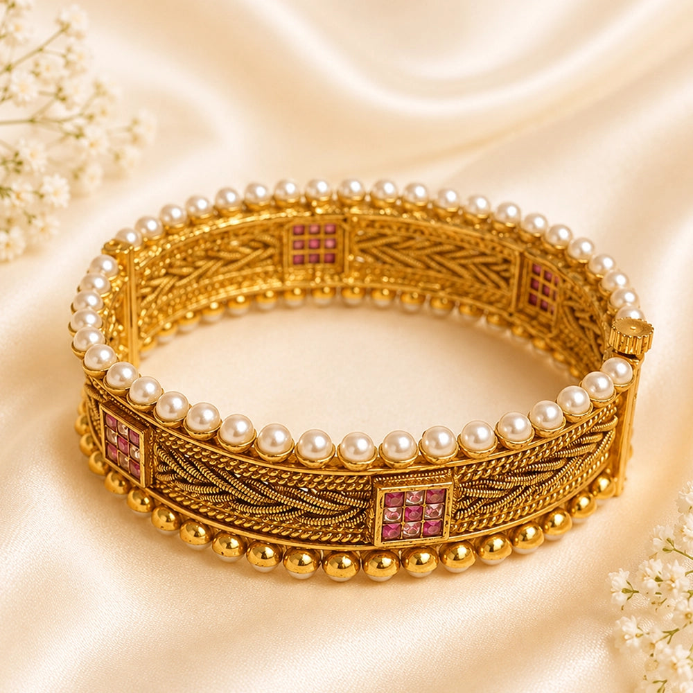 Antique Golden Moti-Pearl Kada