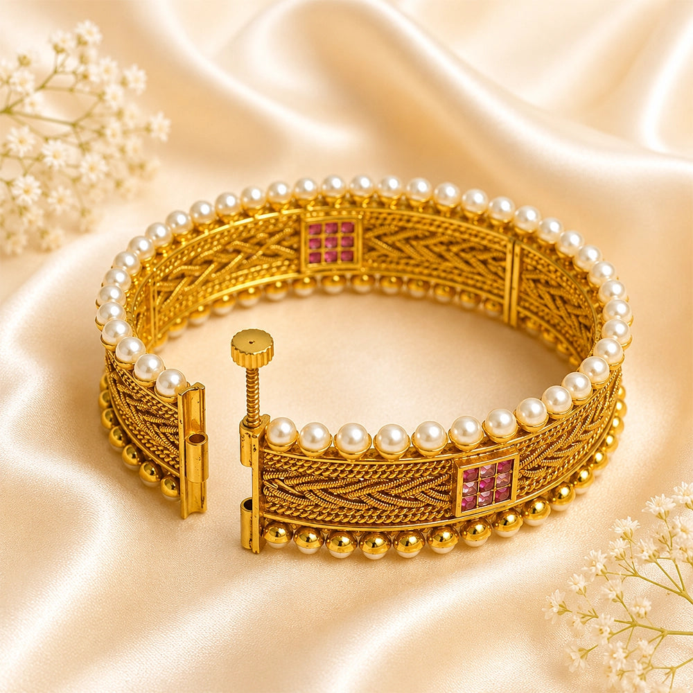 Antique Golden Moti-Pearl Kada