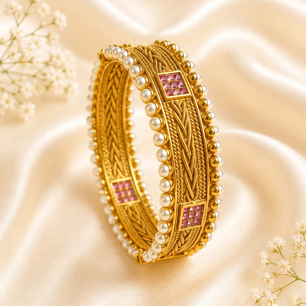 Antique Golden Moti-Pearl Kada