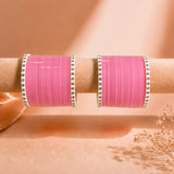 Baby Pink Super Soft Pola Basic Bridal Chura with Evil Eye Dot