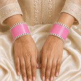 Baby Pink Super Soft Pola Basic Bridal Chura with Evil Eye Dot (Short)