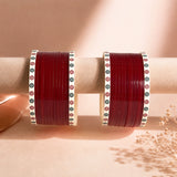 Cherry Red Super Soft Pola Basic Bridal Chura with Evil Eye Dot (Short)