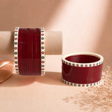 Cherry Red Super Soft Pola Basic Bridal Chura with Evil Eye Dot (Short)