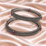 Crystal Dot Oxidised Kada