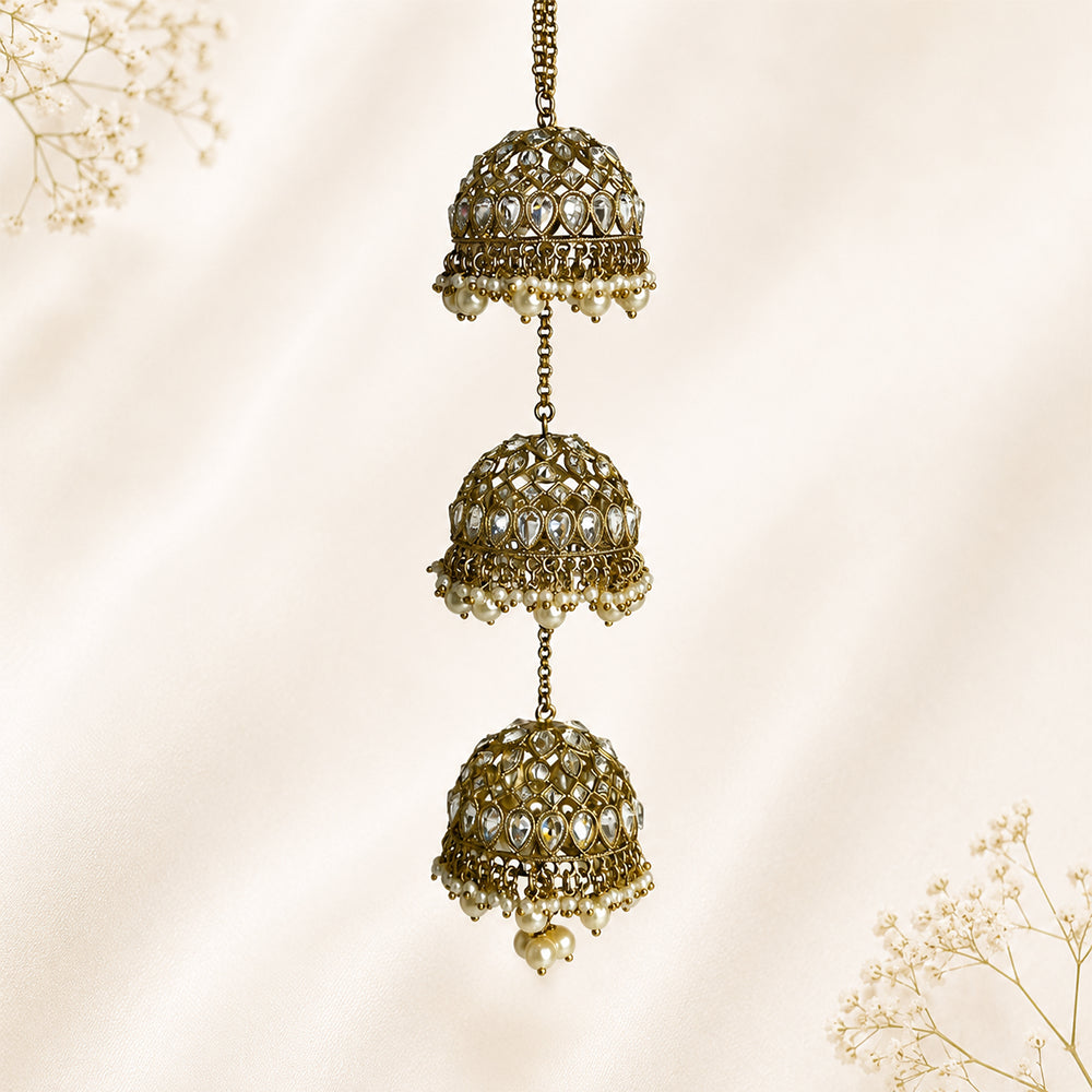 Drop Polki-Pearl with Jhumka Design Bridal Kalira
