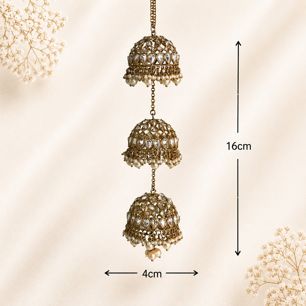 Drop Polki-Pearl with Jhumka Design Bridal Kalira
