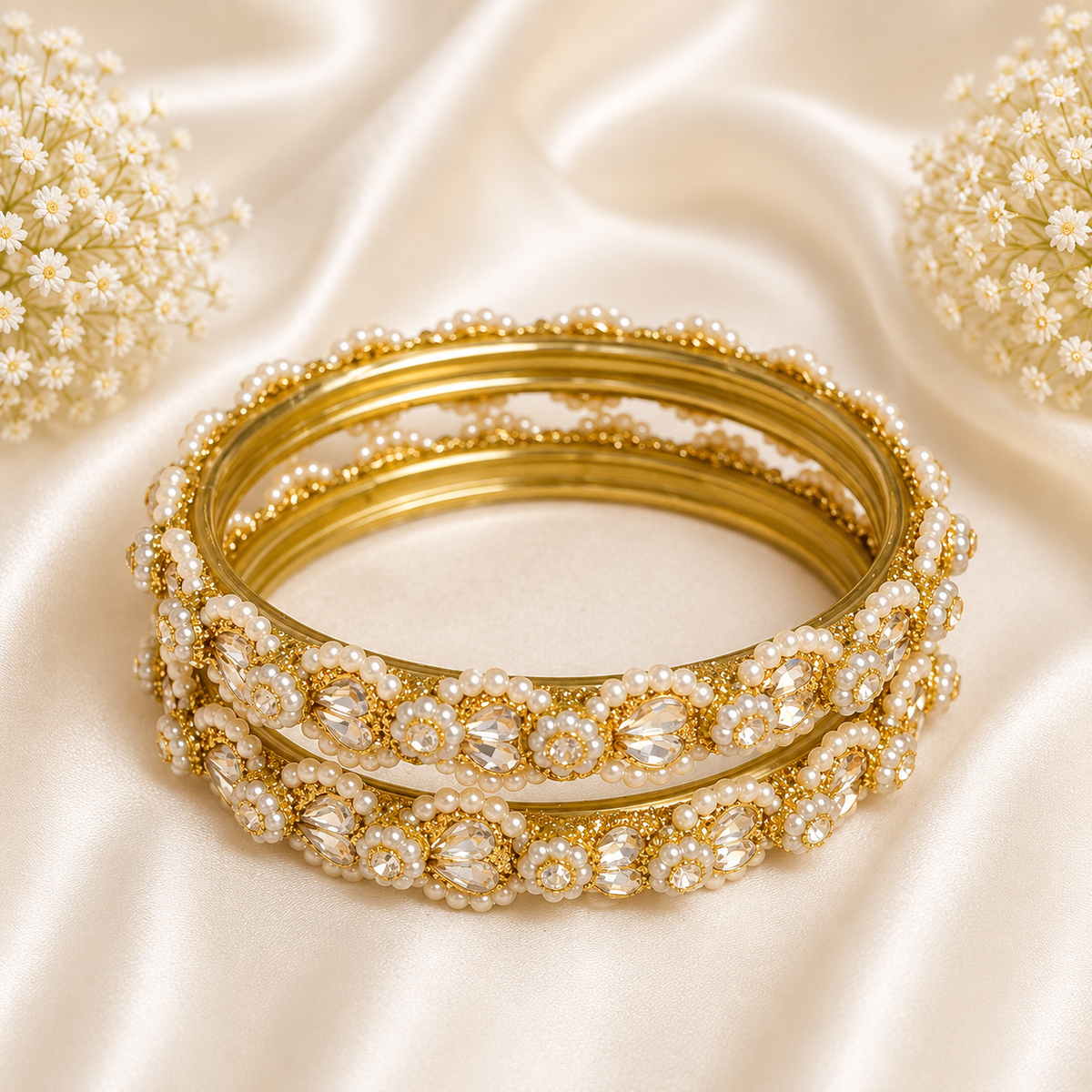 Stones And Pearls Glass kada
