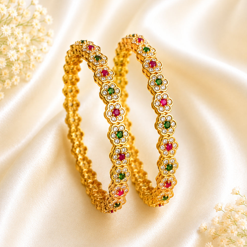Floral ruby-emerald kada