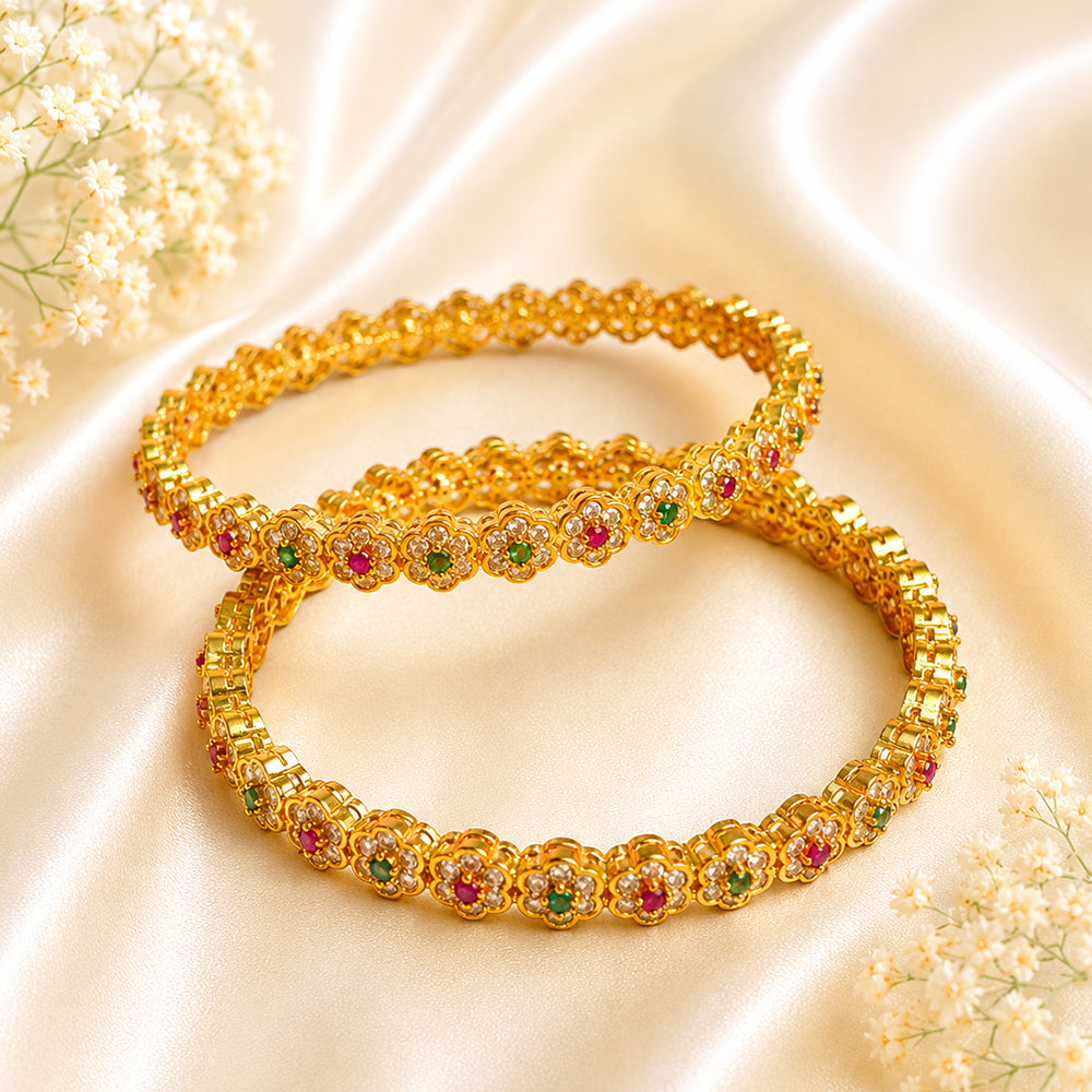 Floral ruby-emerald kada