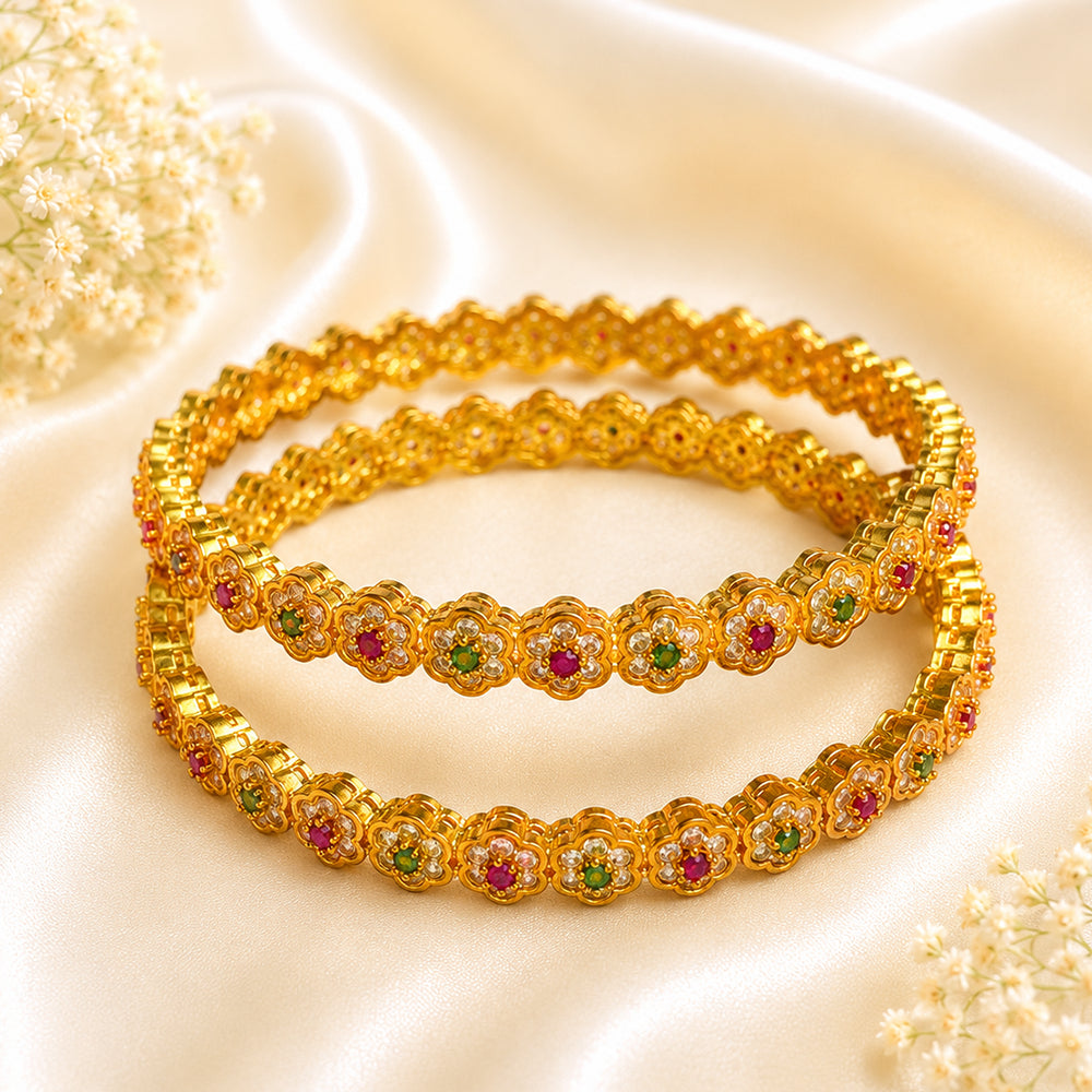Floral ruby-emerald kada