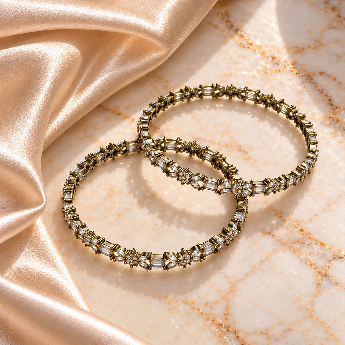 Floral Link AD Stone Kada