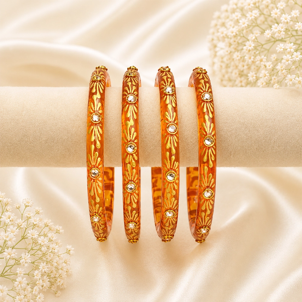 Flower Kundan Glass Kada