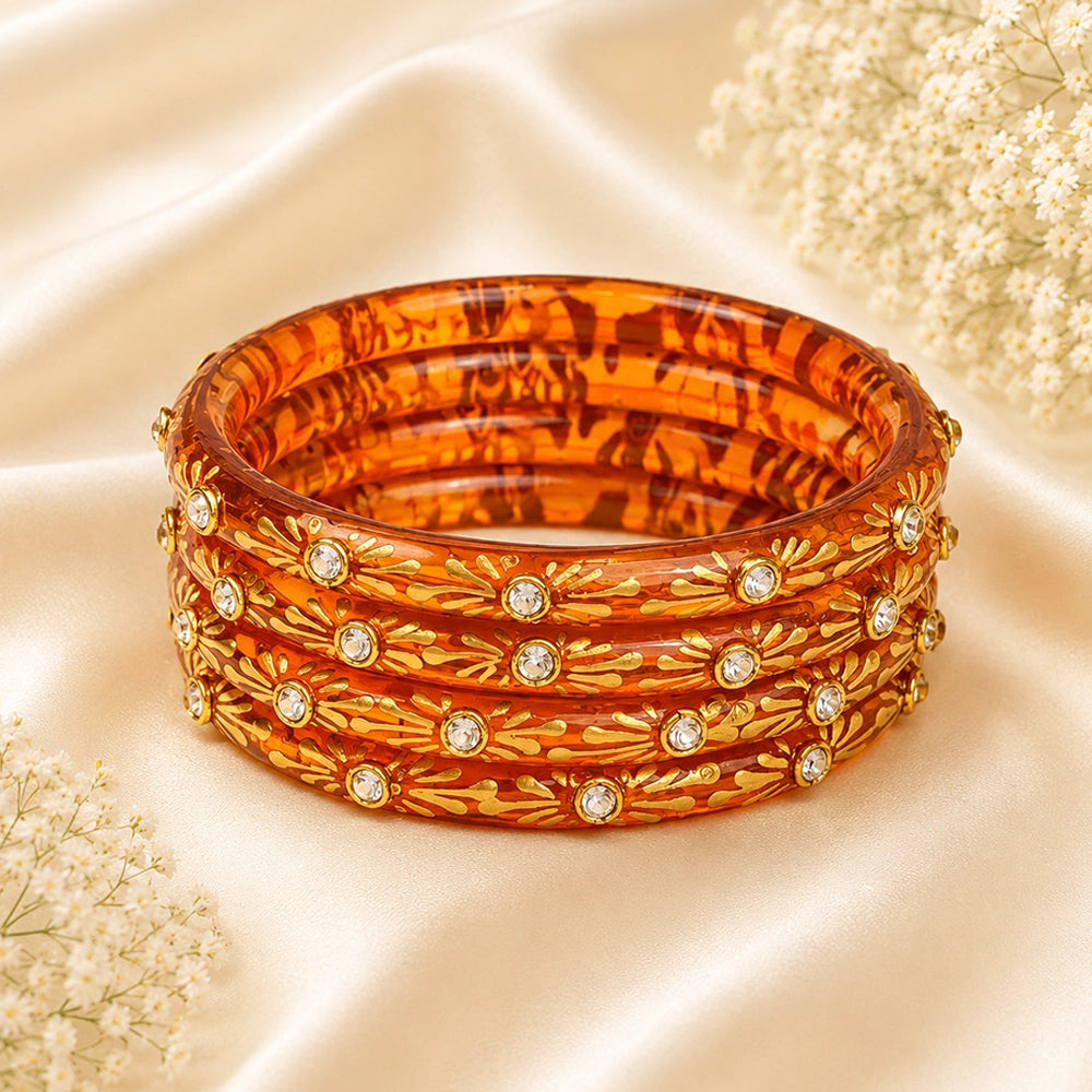 Flower Kundan Glass Kada