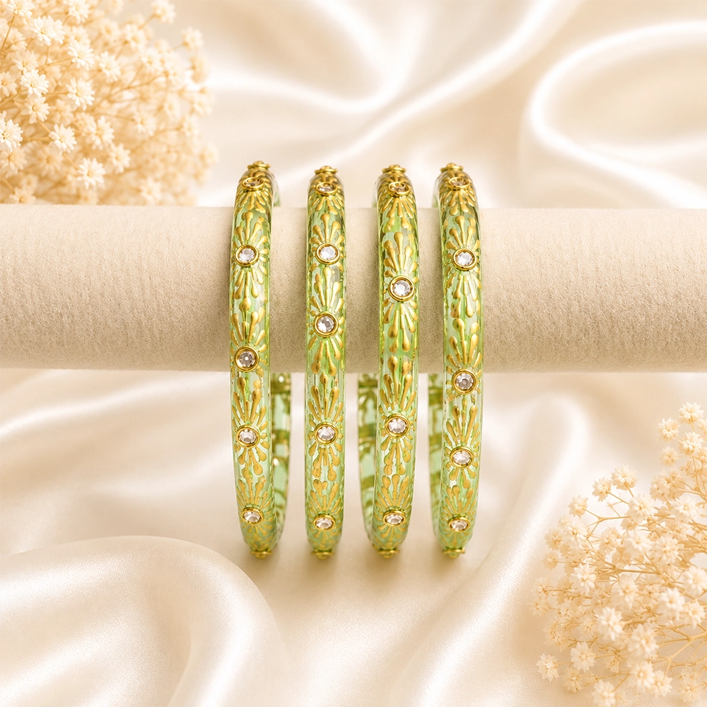 Flower Kundan Glass Kada