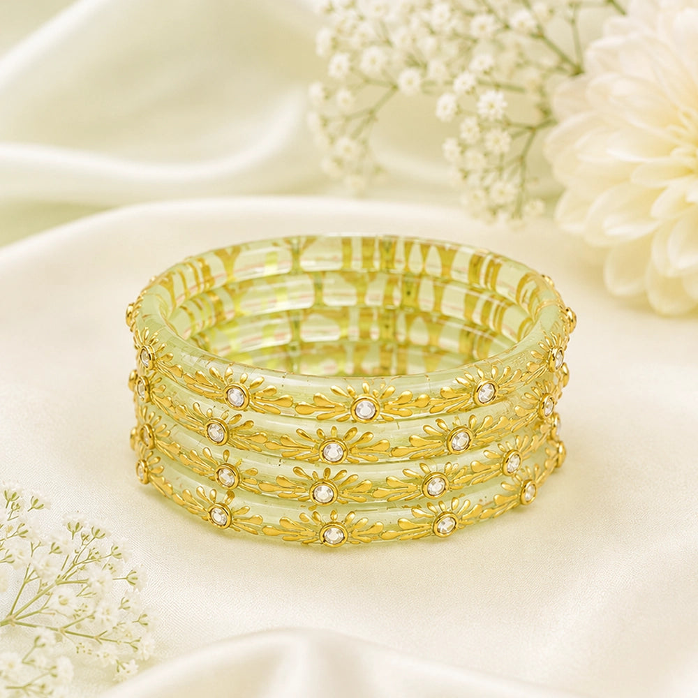 Flower Kundan Glass Kada