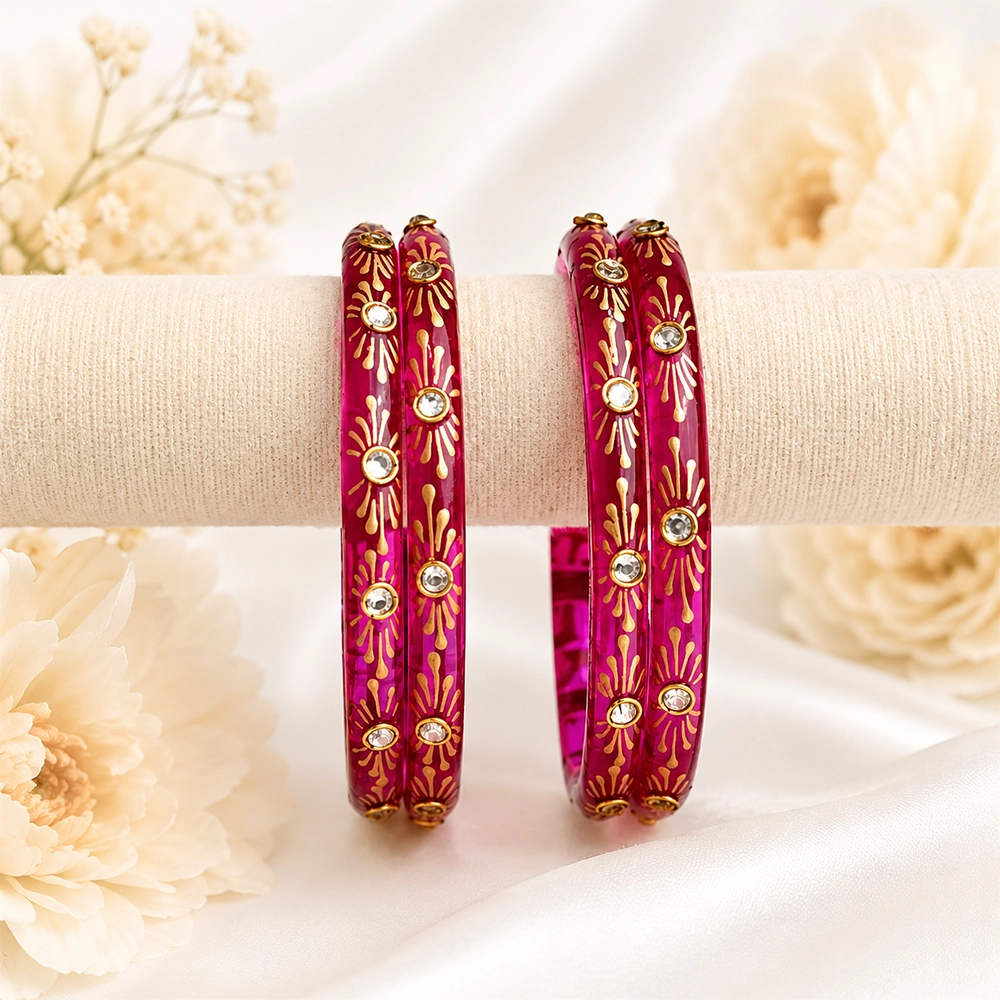 Flower Kundan Glass Kada