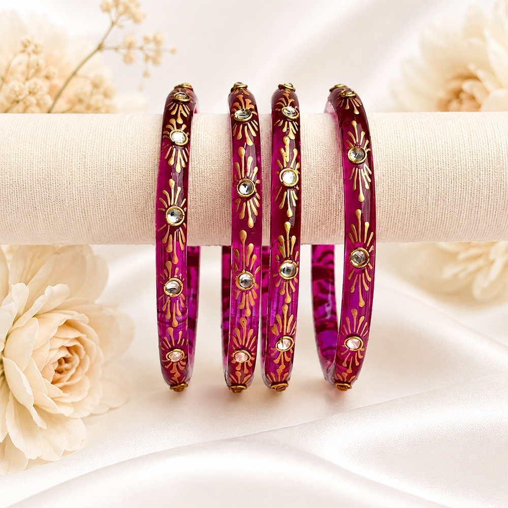 Flower Kundan Glass Kada