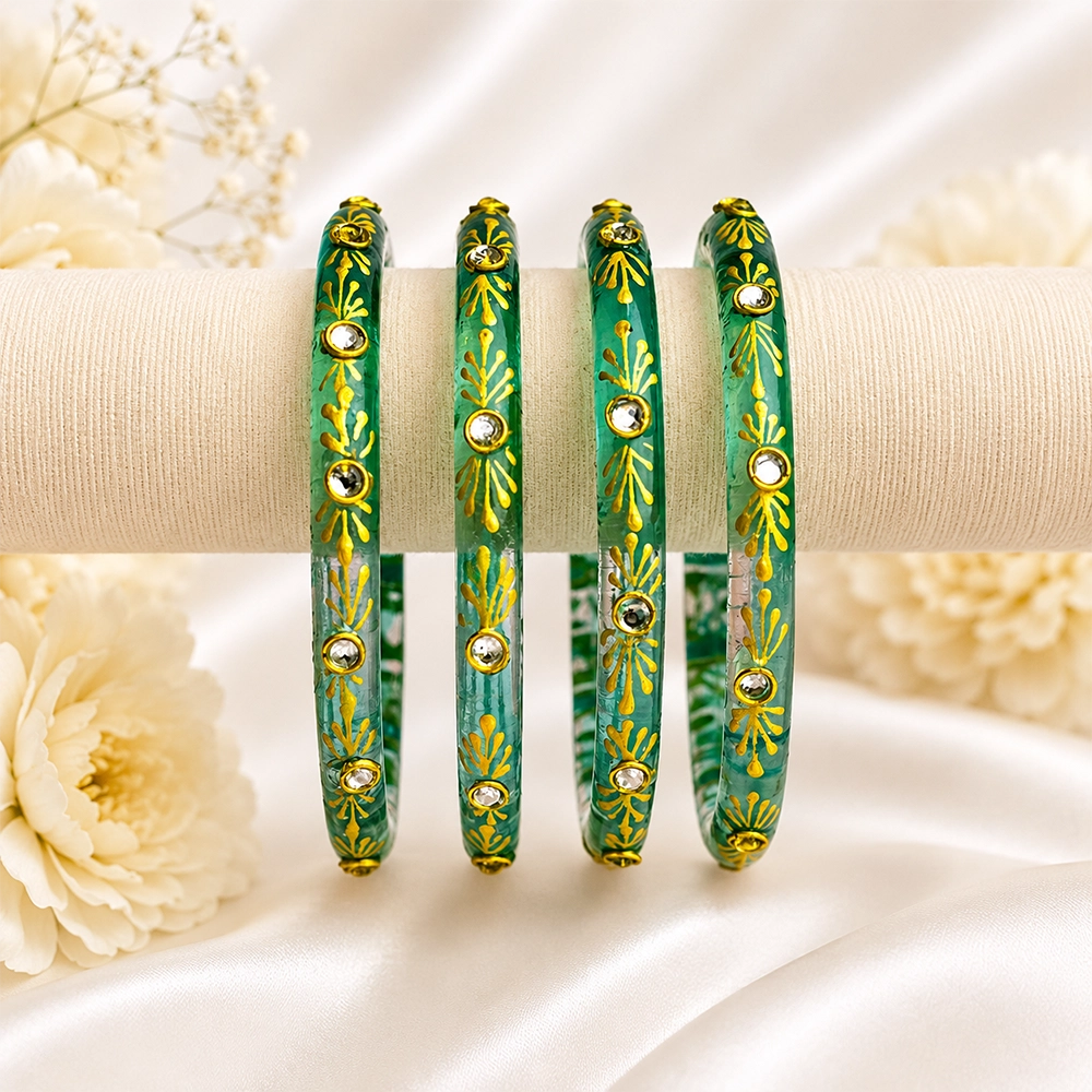 Flower Kundan Glass Kada