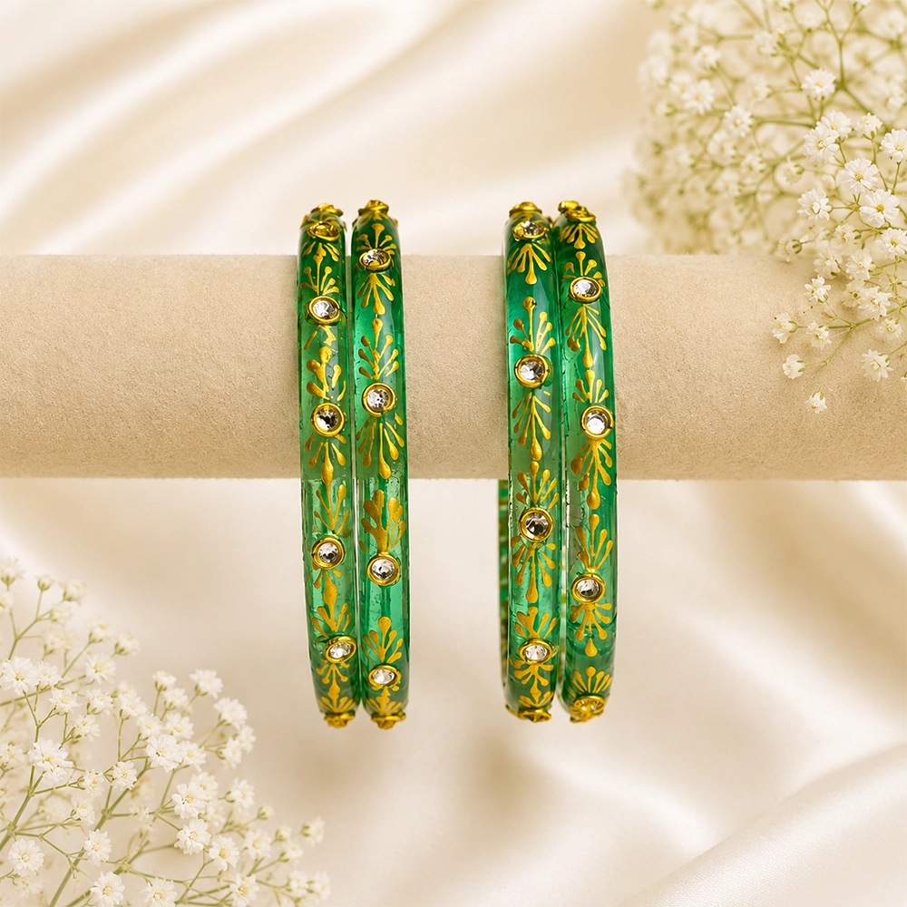 Flower Kundan Glass Kada