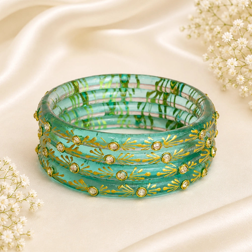 Flower Kundan Glass Kada