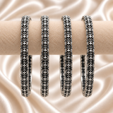 Four-Petal Motif Oxidised Bangles