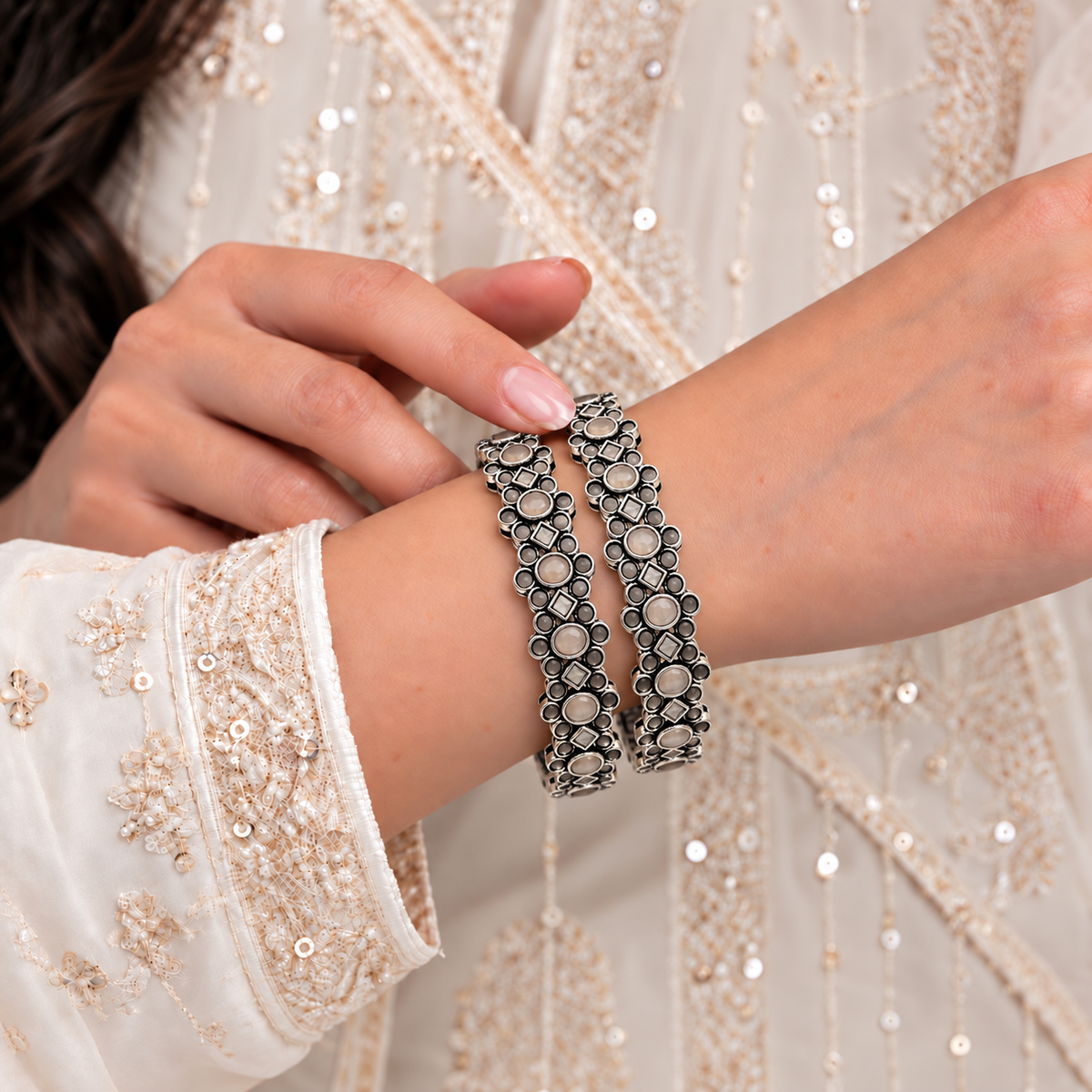 Geometric Floral Stone Kada