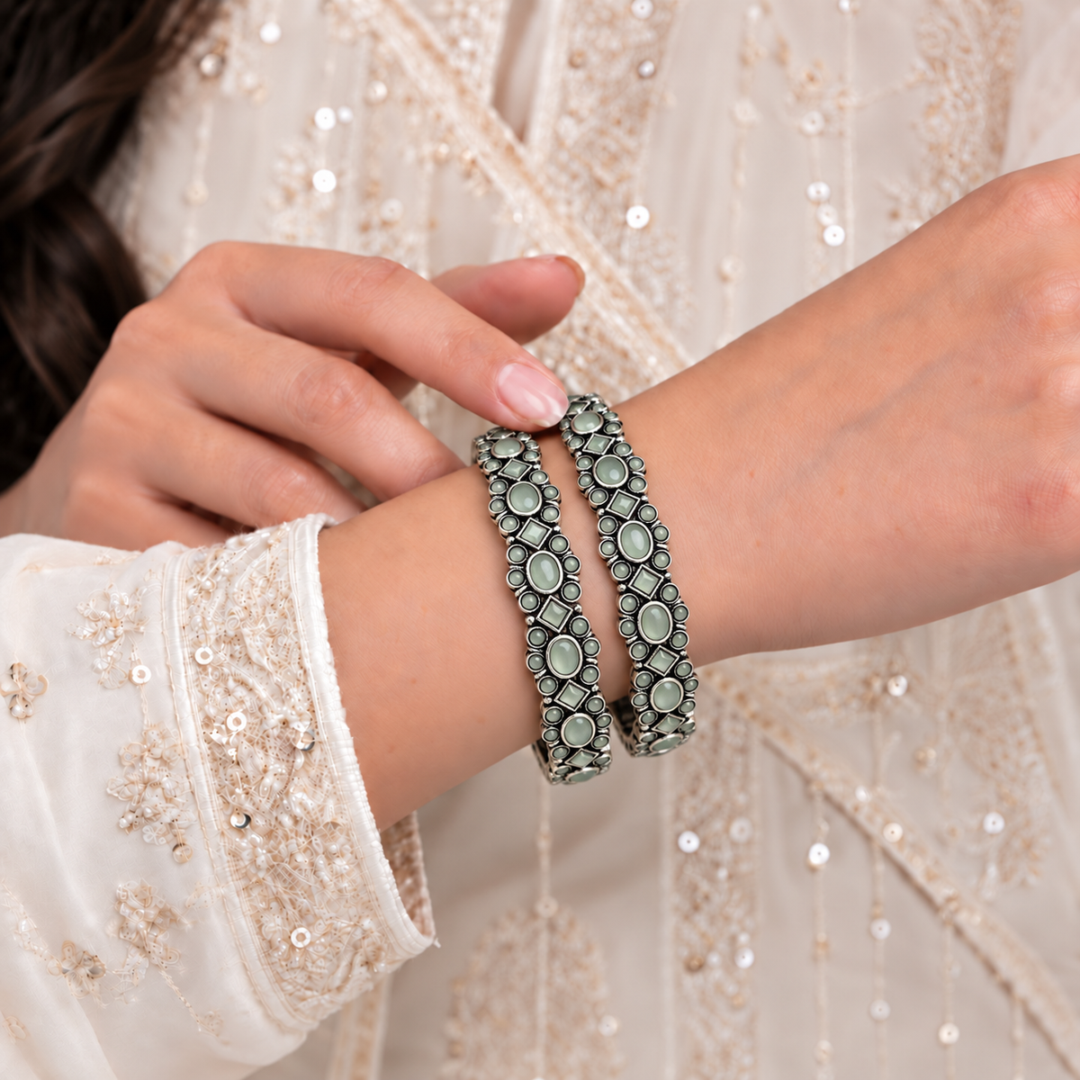 Geometric Floral Stone Kada