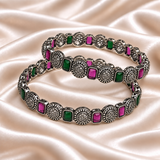 Geometric Medallion Oxidised Kada