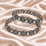 Geometric Medallion Oxidised Kada