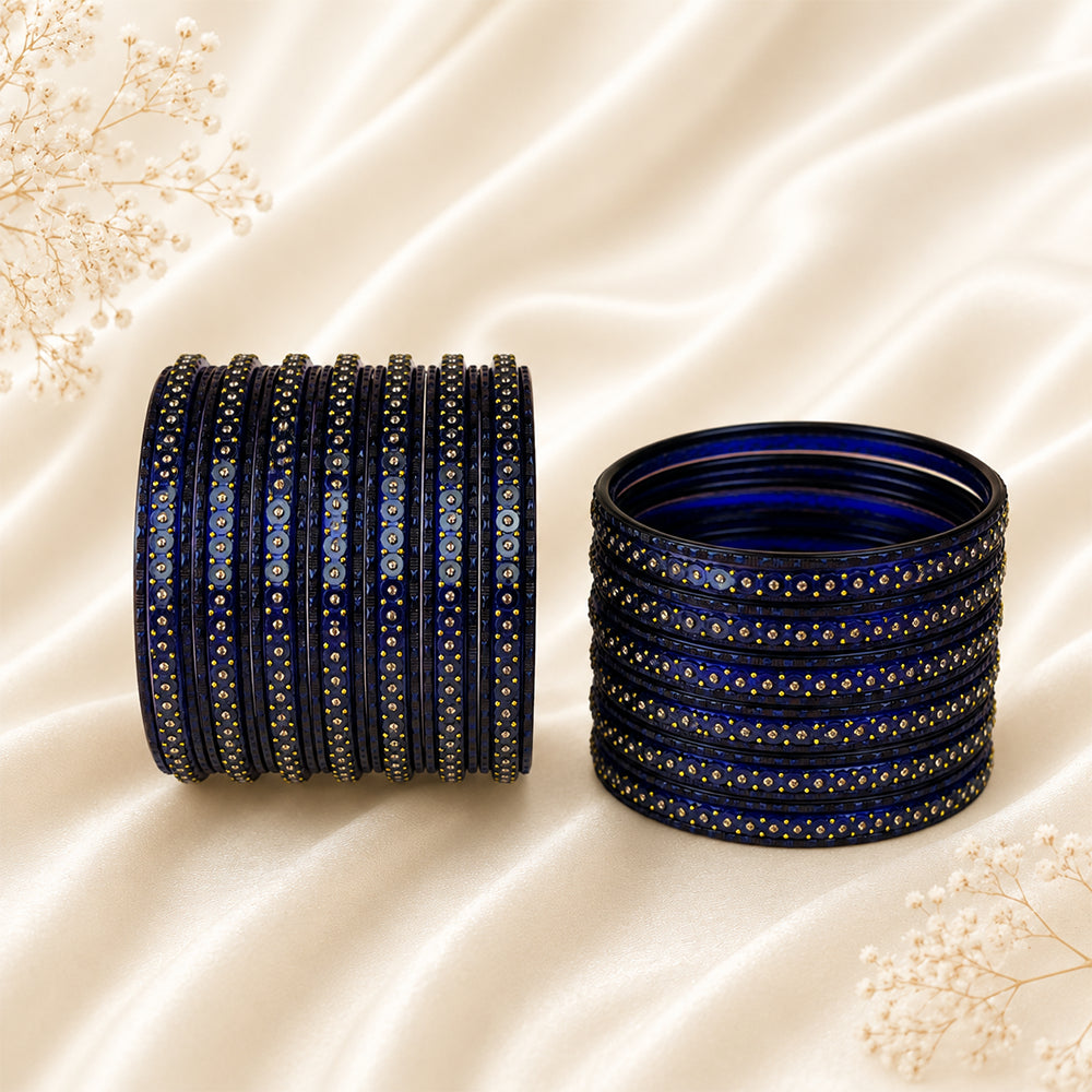 Glass Metal Bangle Set