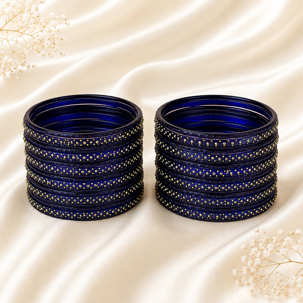 Glass Metal Bangle Set