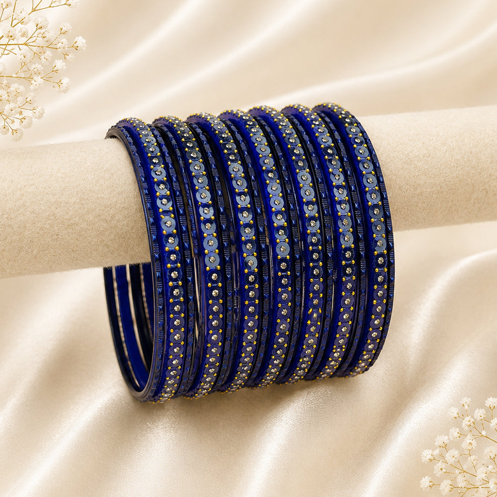 Glass Metal Bangle Set