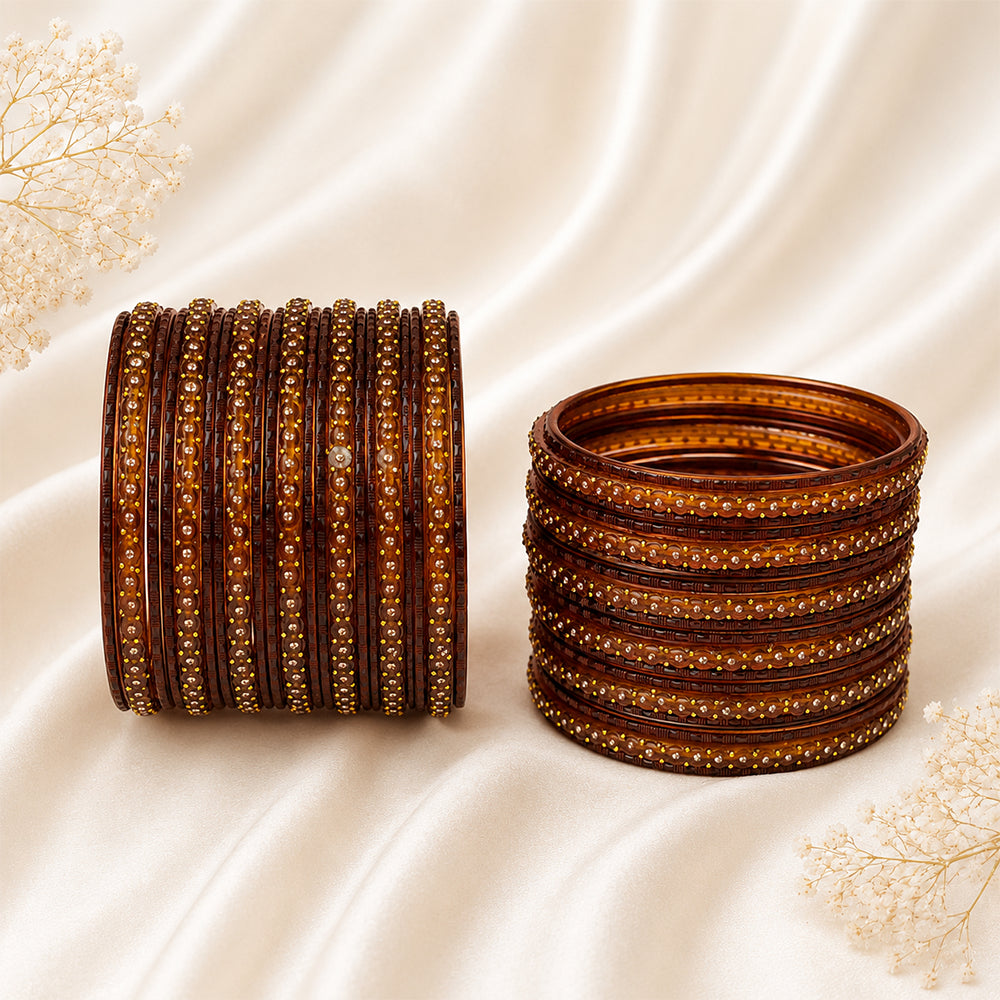 Glass Metal Bangle Set