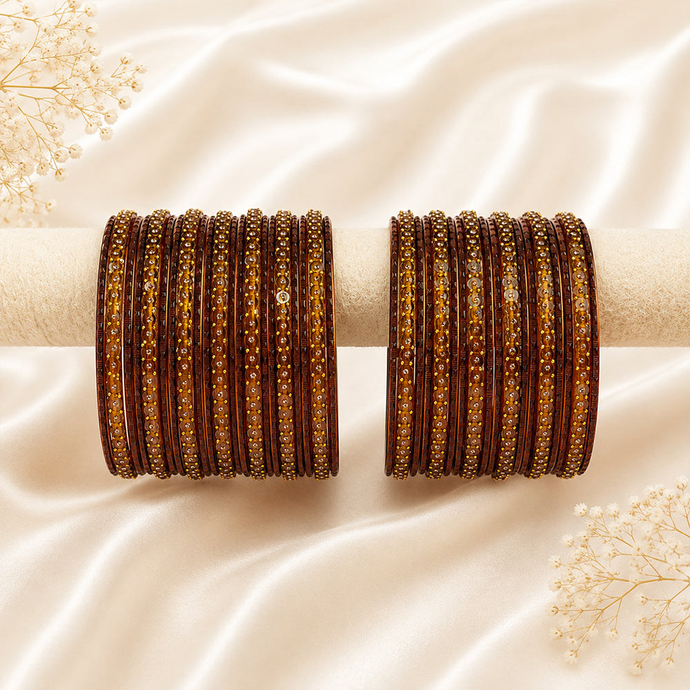 Glass Metal Bangle Set