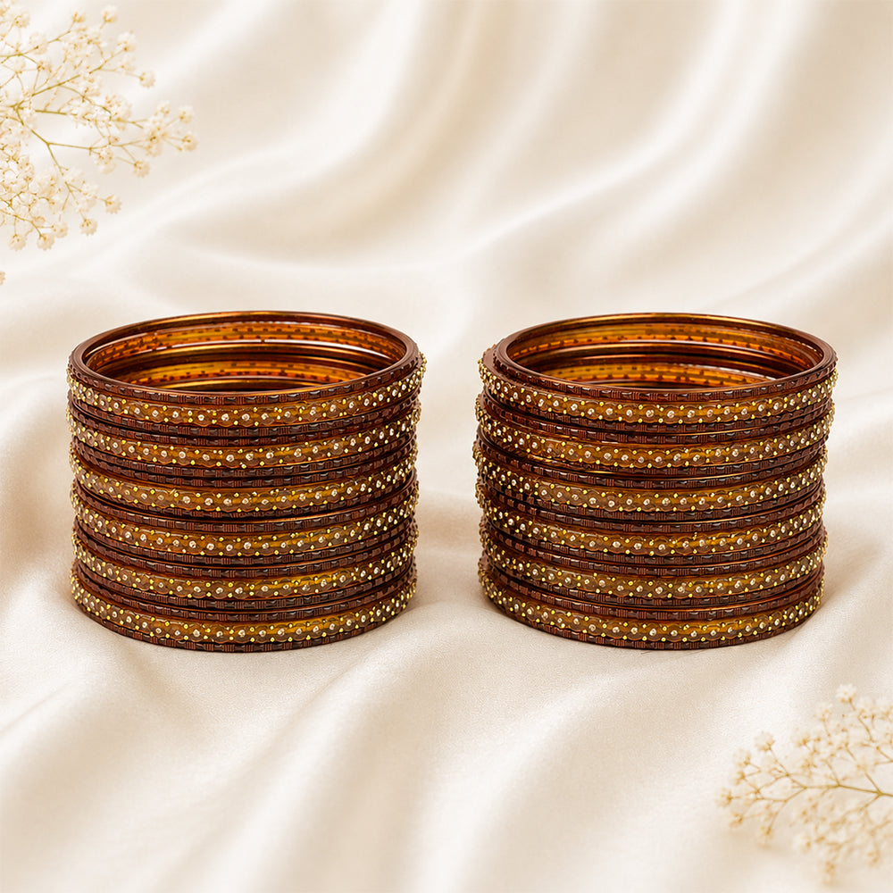 Glass Metal Bangle Set
