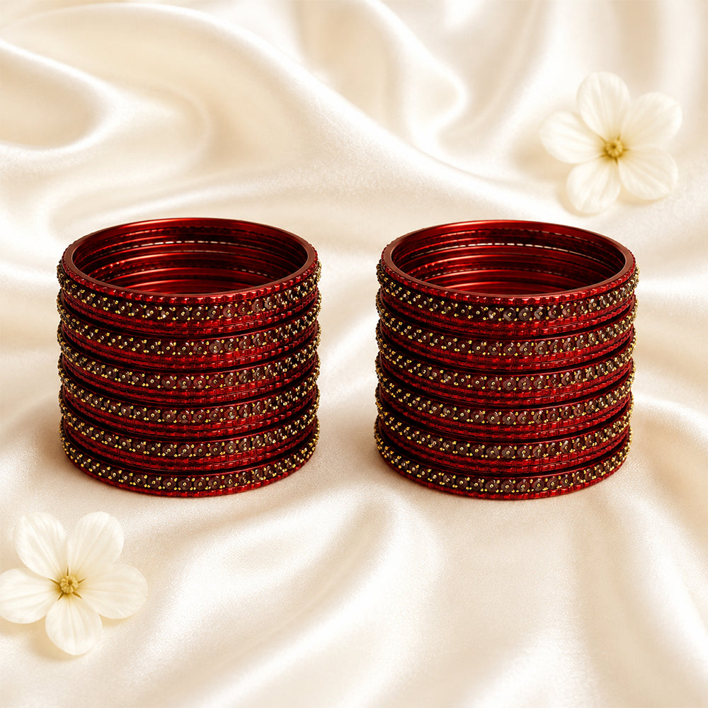 Glass Metal Bangle Set