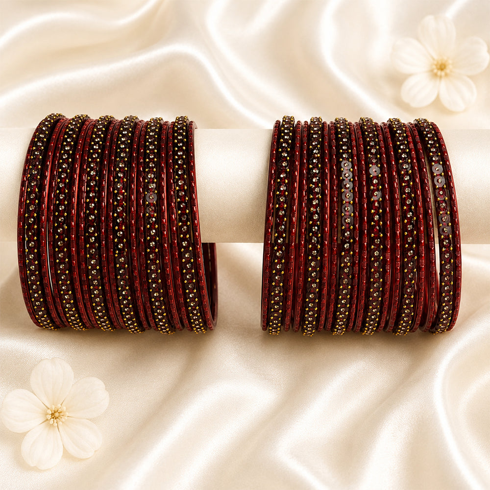 Glass Metal Bangle Set