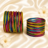 Glass Metal Bangle Set