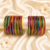 Glass Metal Bangle Set