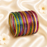 Glass Metal Bangle Set